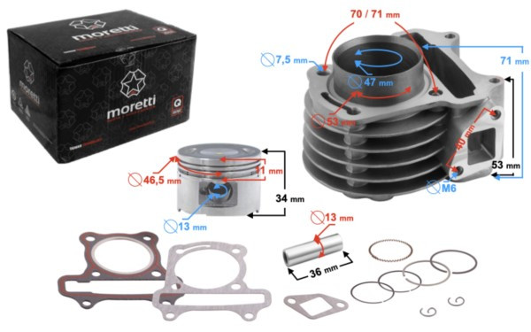 Cylinder Moretti do skutera 4T 80cc 139QMB 4297