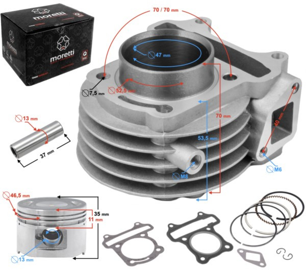 Cylinder do skutera 80cc 139QMB 4T, z wylotem na c