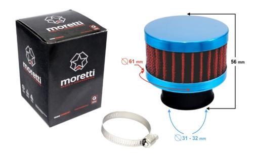 Filtr powietrza stożkowy niebieski, średnica 31 mm