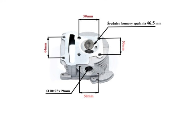 GŁOWICA KOMPLETNA DO CYLINDRA GY6 4T 50CCM 46.5 MM - obrazek 2