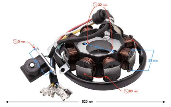 Iskrownik uniwersalny do motoroweru 50cc 4T: 8 cew - obrazek 2