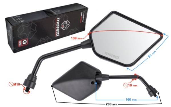 Lusterka R+R 10mm do motoroweru MORETTI