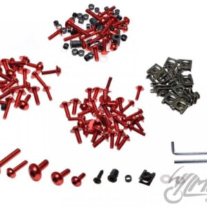 ŚRUBA OWIEWKI ALUMINIOWA CZERWONA  ZESTAW