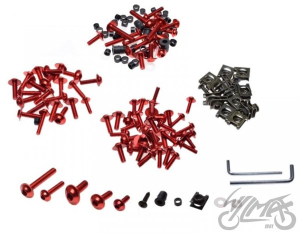 ŚRUBA OWIEWKI ALUMINIOWA CZERWONA ZESTAW