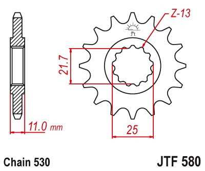 ZĘBATKA PRZEDNIA 16 ZĘBÓW JTF580.16 - obrazek 2