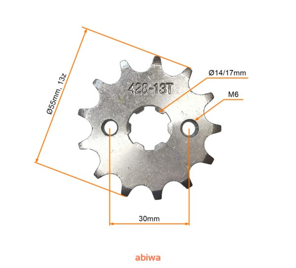ZĘBATKA PRZÓD ATV 428-13 Z + ZABEZPIECZ (ŚR.17 mm)