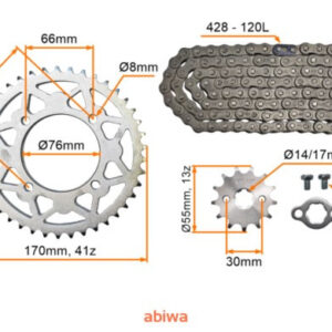 ZESTAW NAPĘD. CROSS 125 (13/41(76MM)+ŁAŃ428-120L)